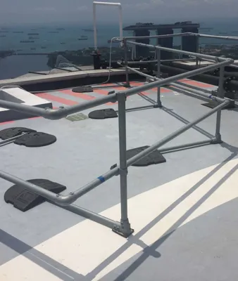 Hazard Railing Safety Railing and Modular Guardrail made from Slip-on Railing Fittings ...