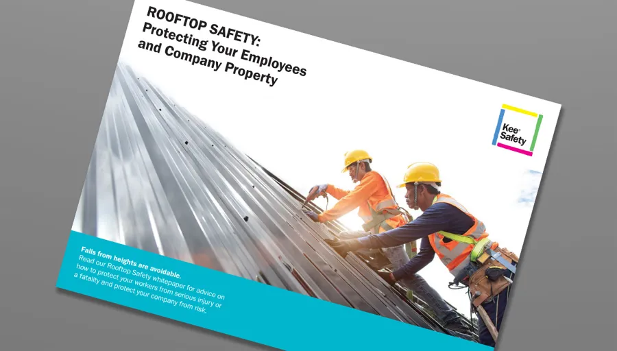 Fall Protection Railing Flyer Template Rooftop Guardrail, Railing for Roof Edge Protection - Kee Safety