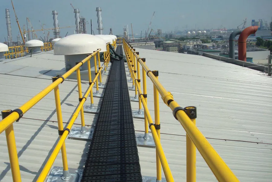 Safety Walk Rails Safety Railing and Modular Guardrail made from Slip-on Railing Fittings ...